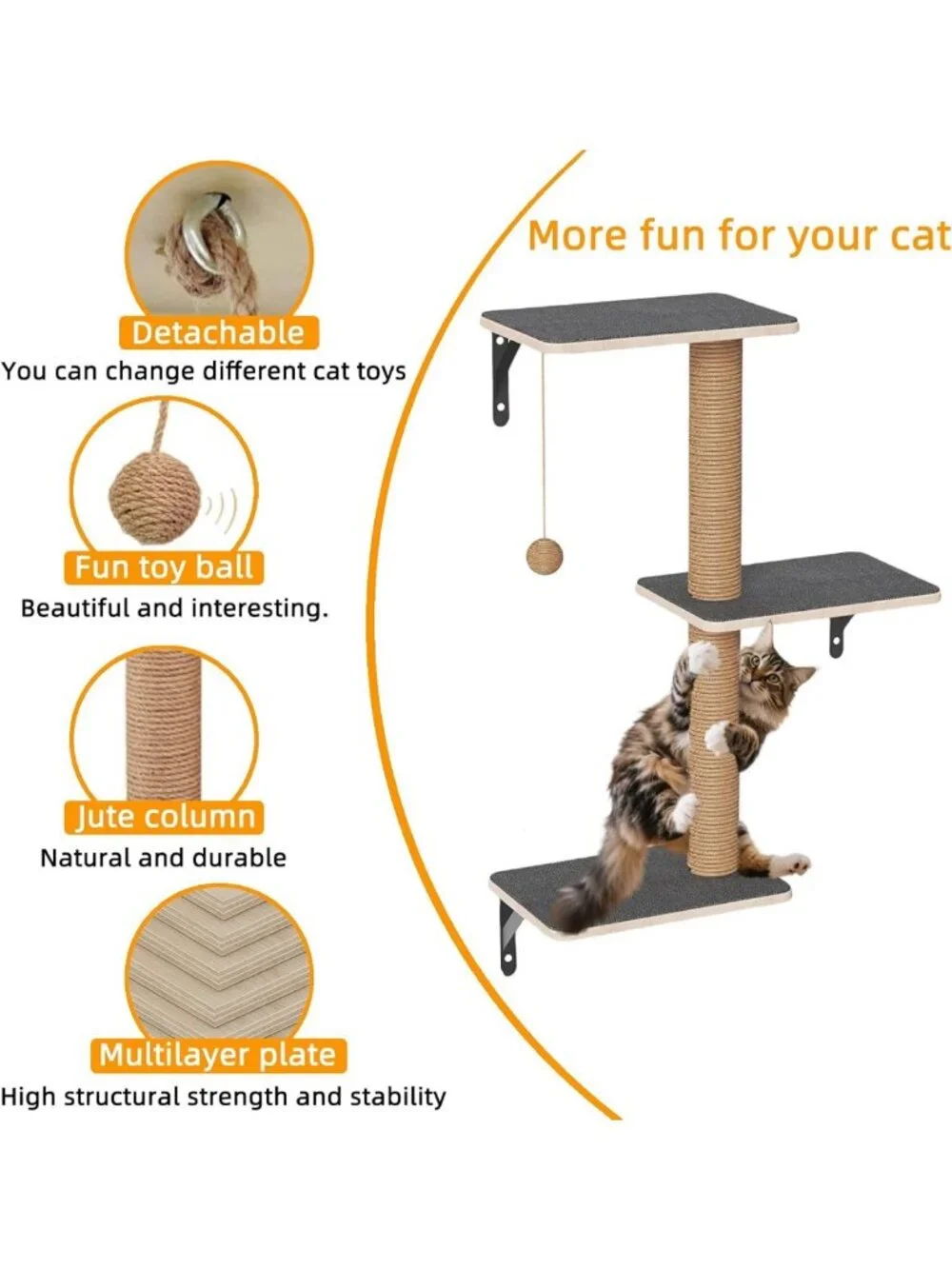 5-in-1 Cat Wall Shelves Set with Hammock, Condo, Bridge & Steps - Indoor Cat